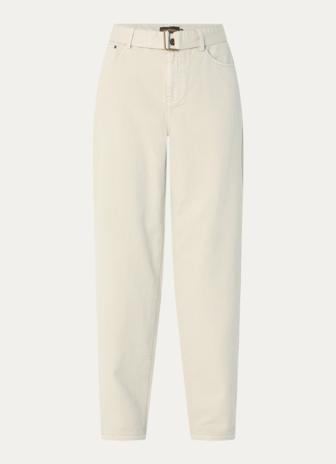 Expresso High waist straight leg jeans met gekleurde wassing en ceintuur - voorkant beige