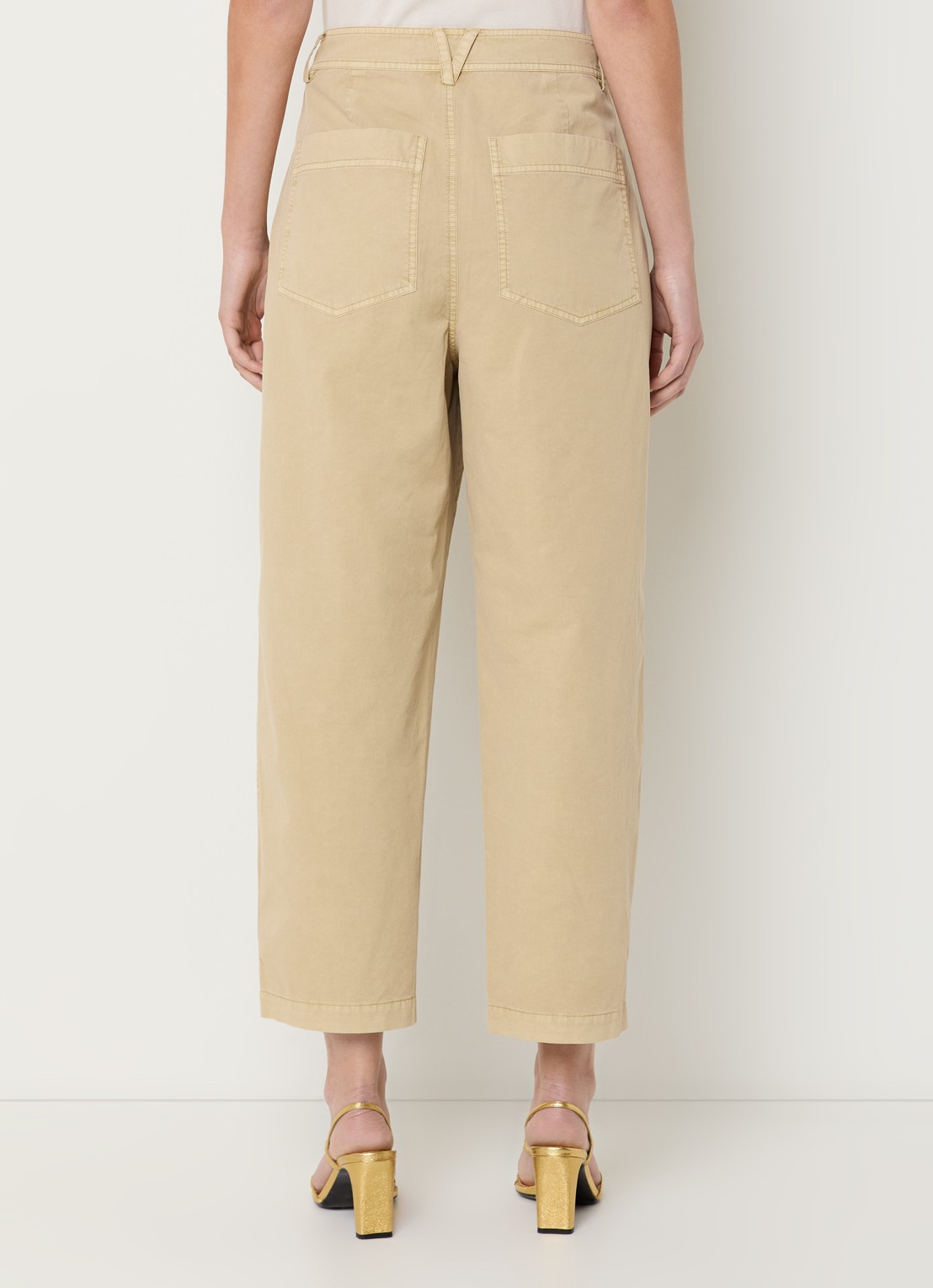 Expresso High waist tapered fit cropped chino met steekzakken - achterkant 2 beige