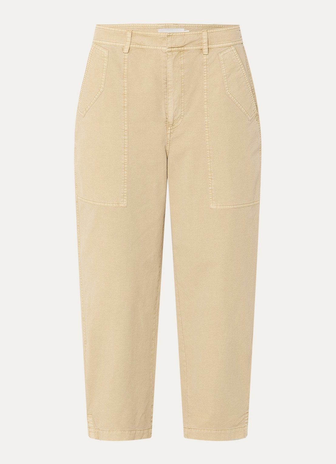 Expresso High waist tapered fit cropped chino met steekzakken - voorkant 3 beige
