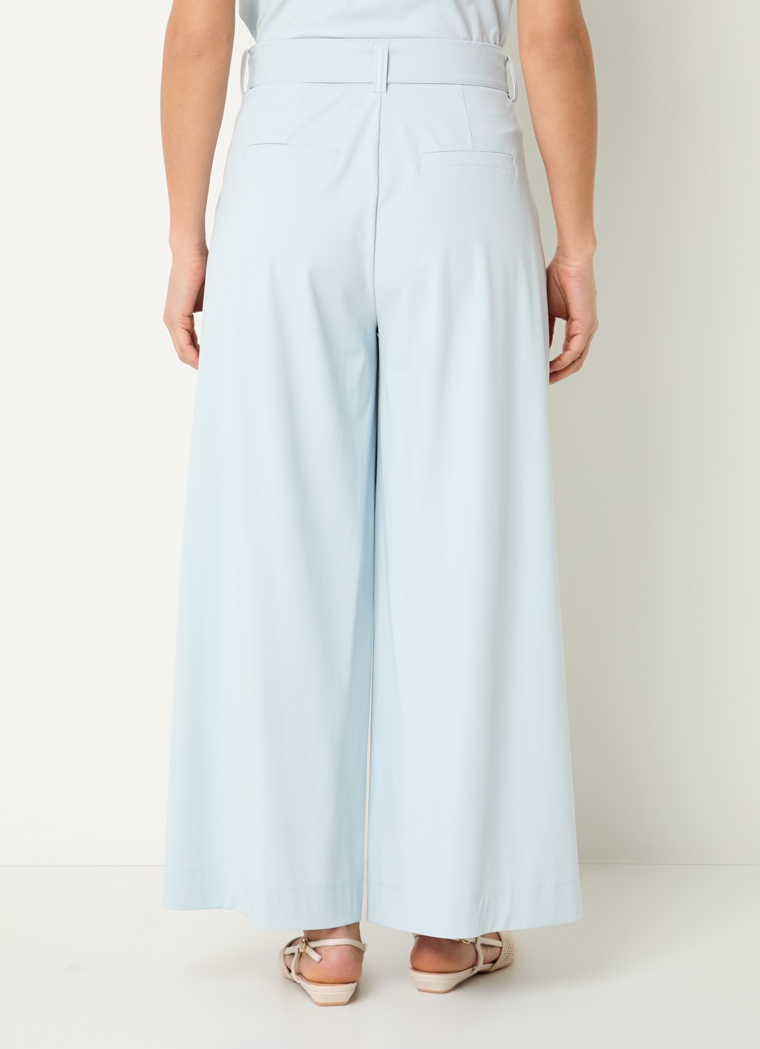 Expresso High waist wide fit palazzo broek met steekzakken - achterkant 3 lichtblauw