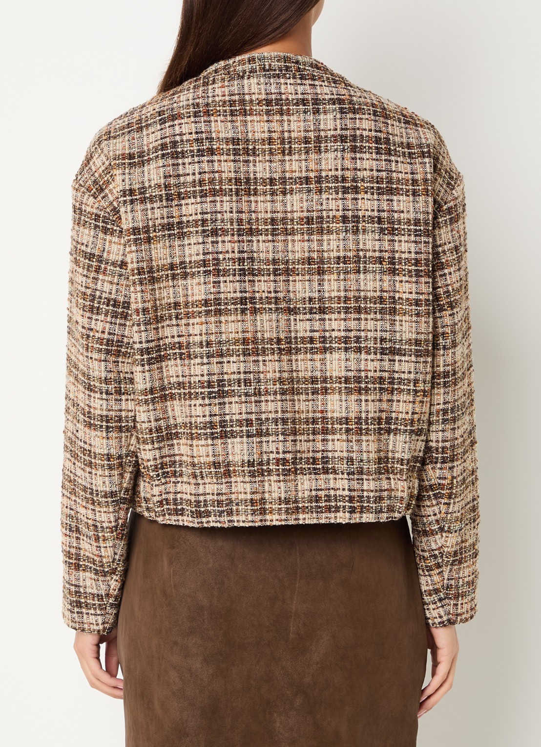 Expresso Jack met tweed-look en ronde hals - achterkant beige
