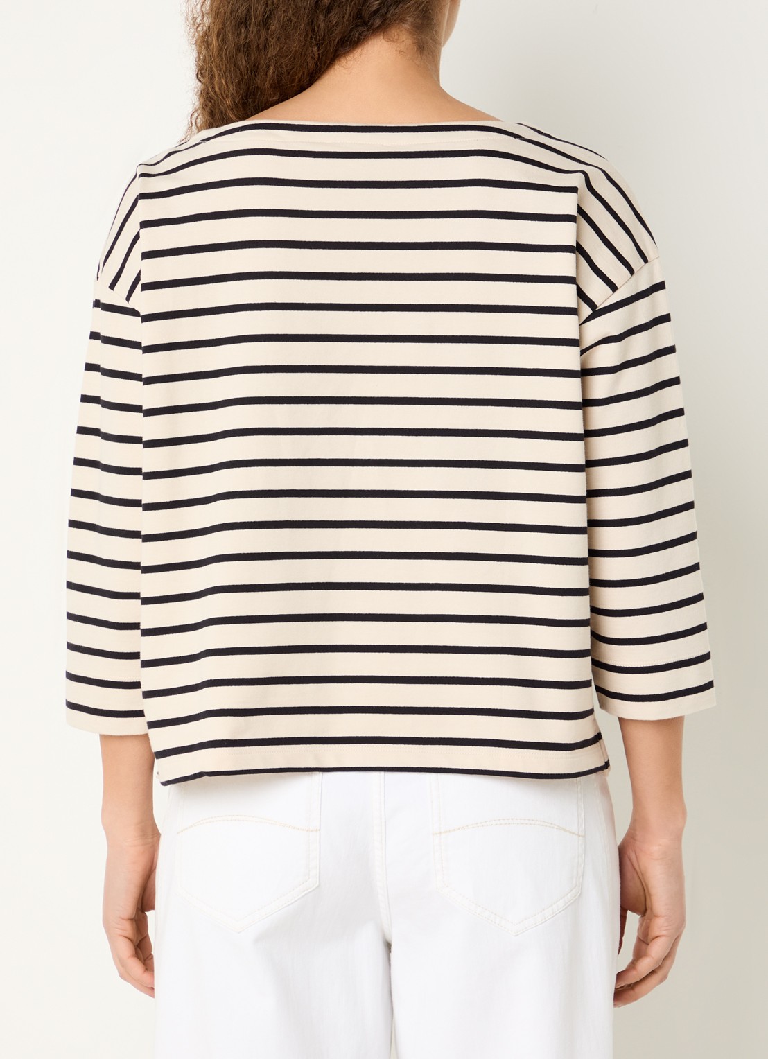 Expresso Longsleeve met boothals en streepprint - achterkant 2 zwart