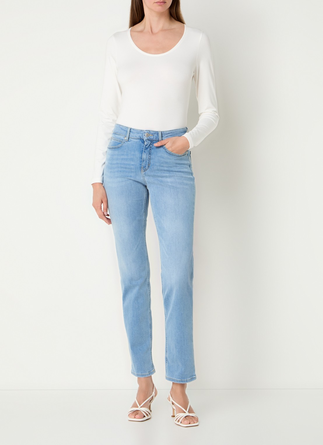 Expresso Longsleeve met ronde hals - voorkant 3 gebroken wit
