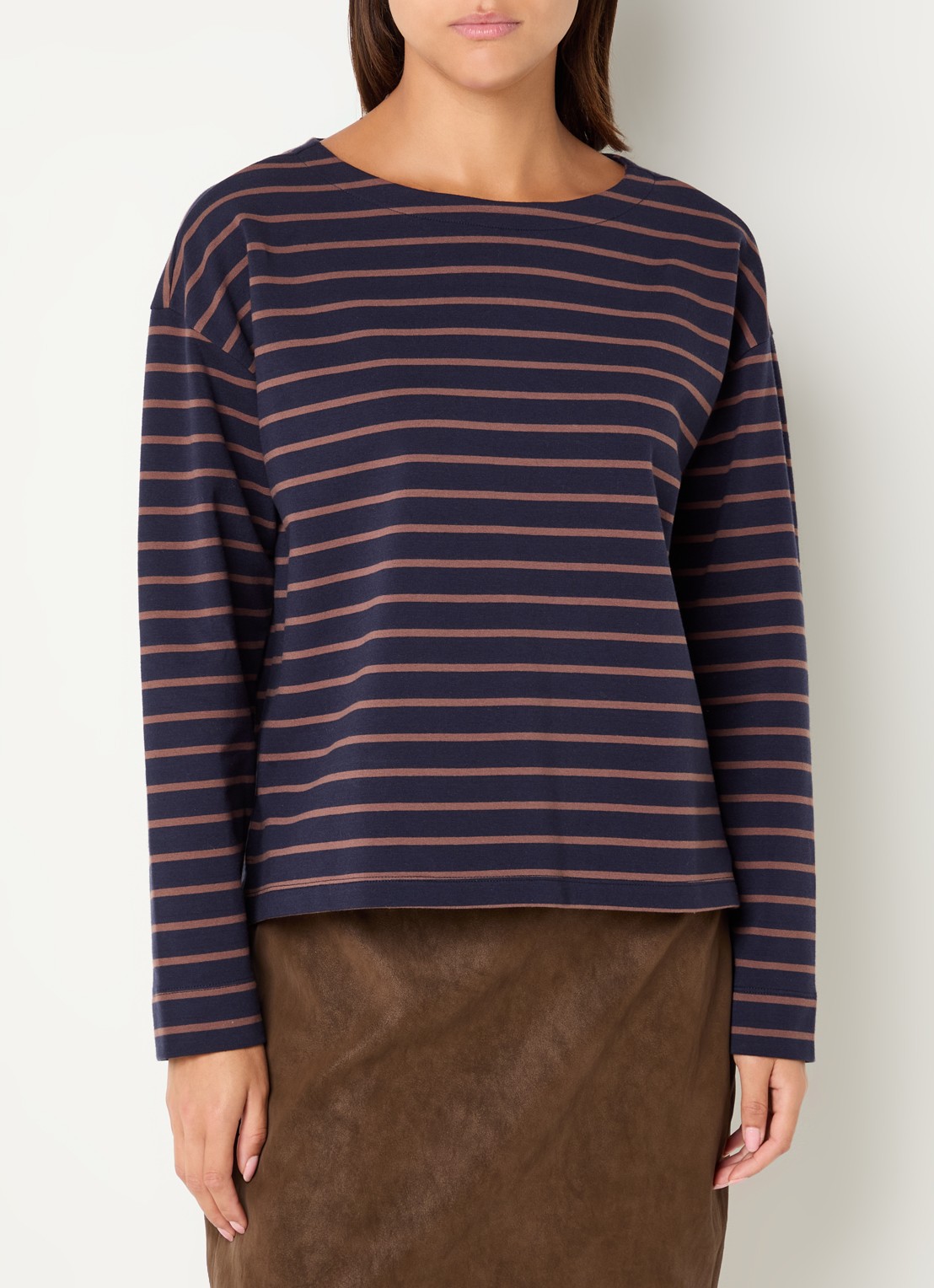 Expresso Longsleeve met streepprint - detail donkerblauw