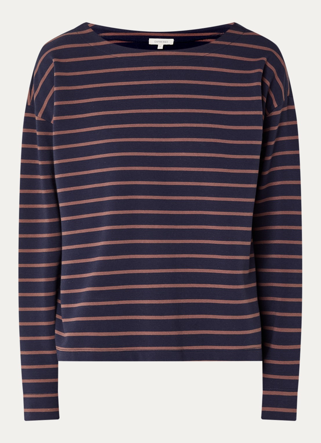 Expresso Longsleeve met streepprint - voorkant 2 donkerblauw