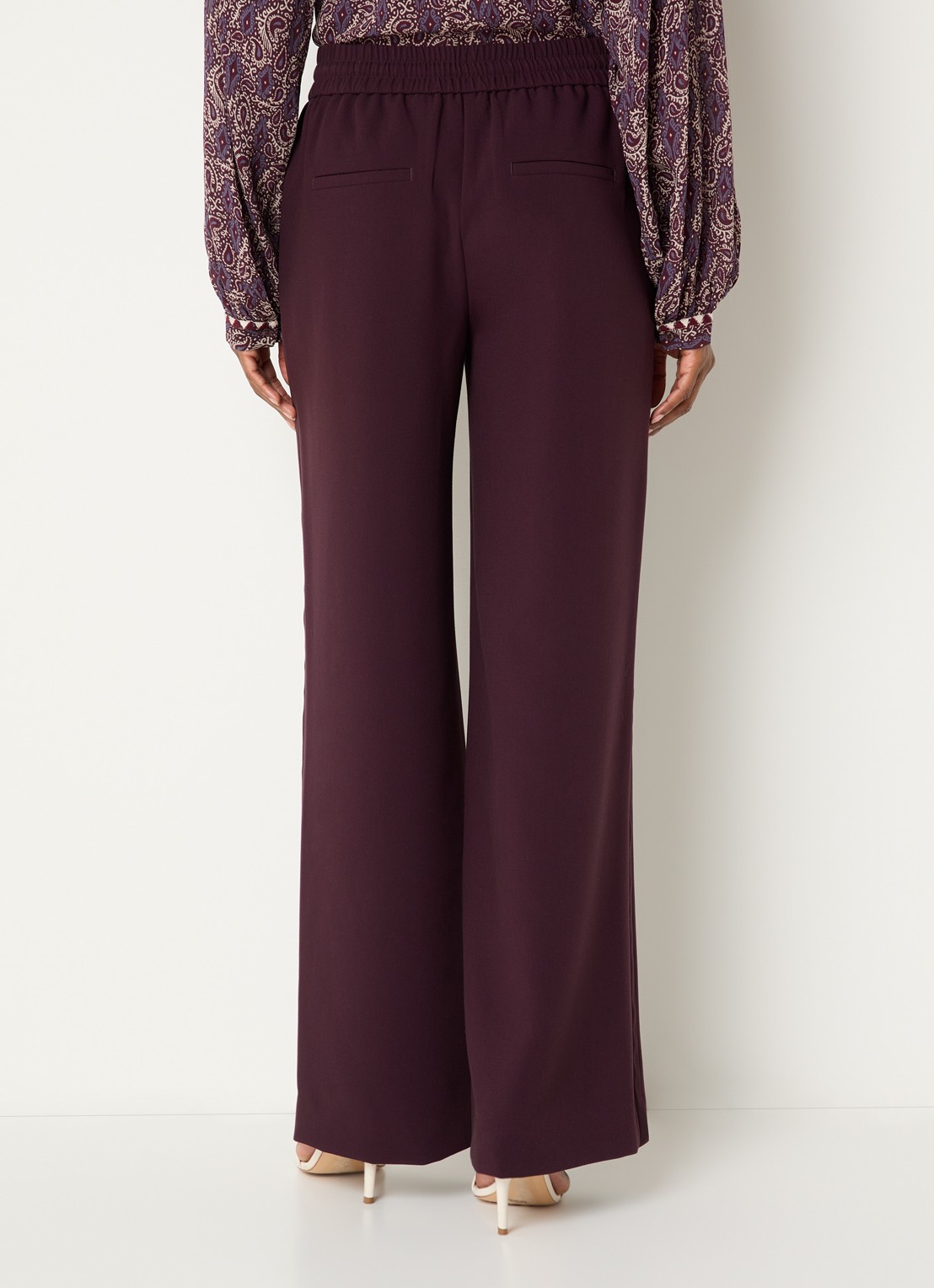Expresso Mid waist flared fit broek met steekzakken - achterkant 3 aubergine