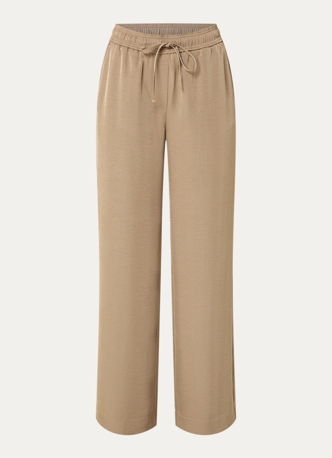 Expresso Mid waist loose fit broek met glanzende finish en steekzakken - voorkant 2 roestbruin