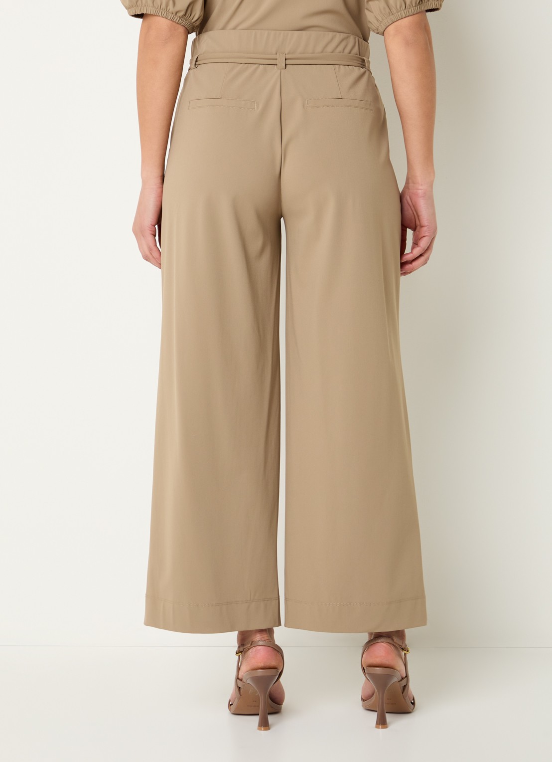 Expresso Mid waist loose fit pantalon met steekzakken - achterkant lichtbruin