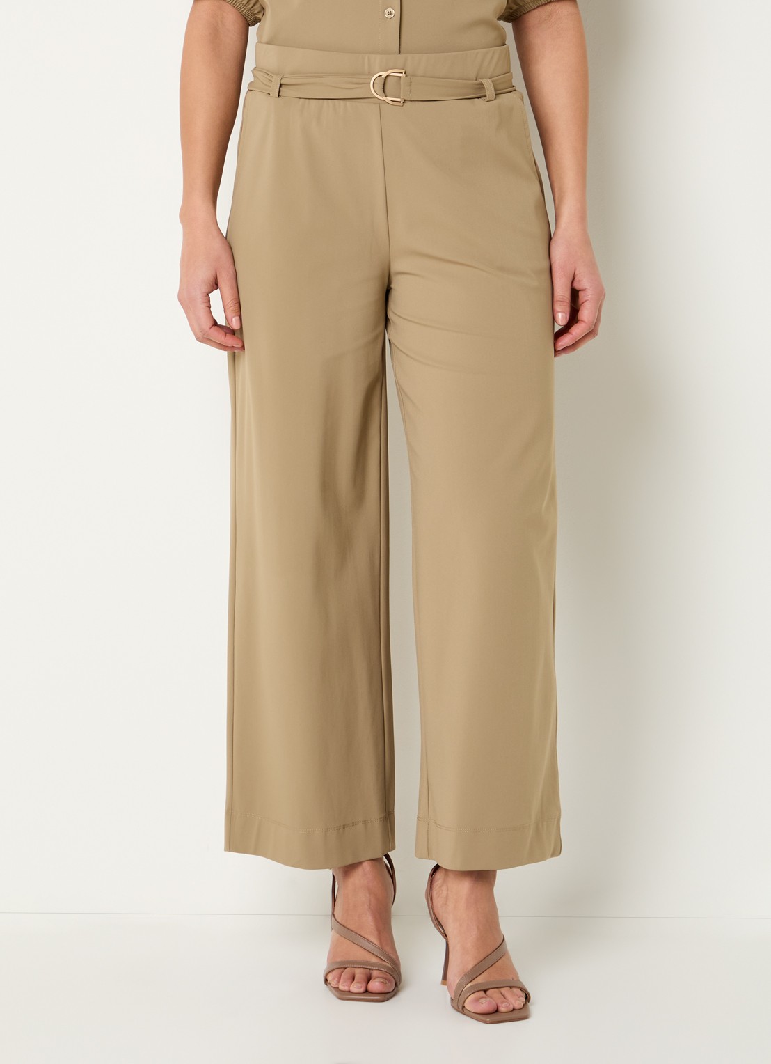 Expresso Mid waist loose fit pantalon met steekzakken - detail 4 lichtbruin