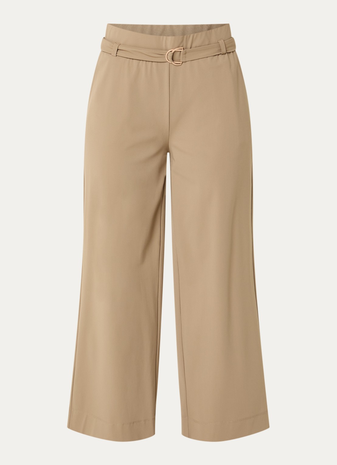 Expresso Mid waist loose fit pantalon met steekzakken - voorkant 2 lichtbruin