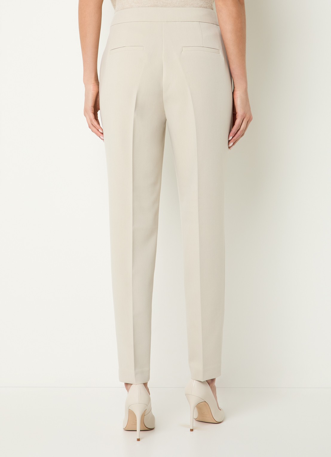Expresso Mid waist regular fit pantalon met steekzakken - achterkant 4 beige