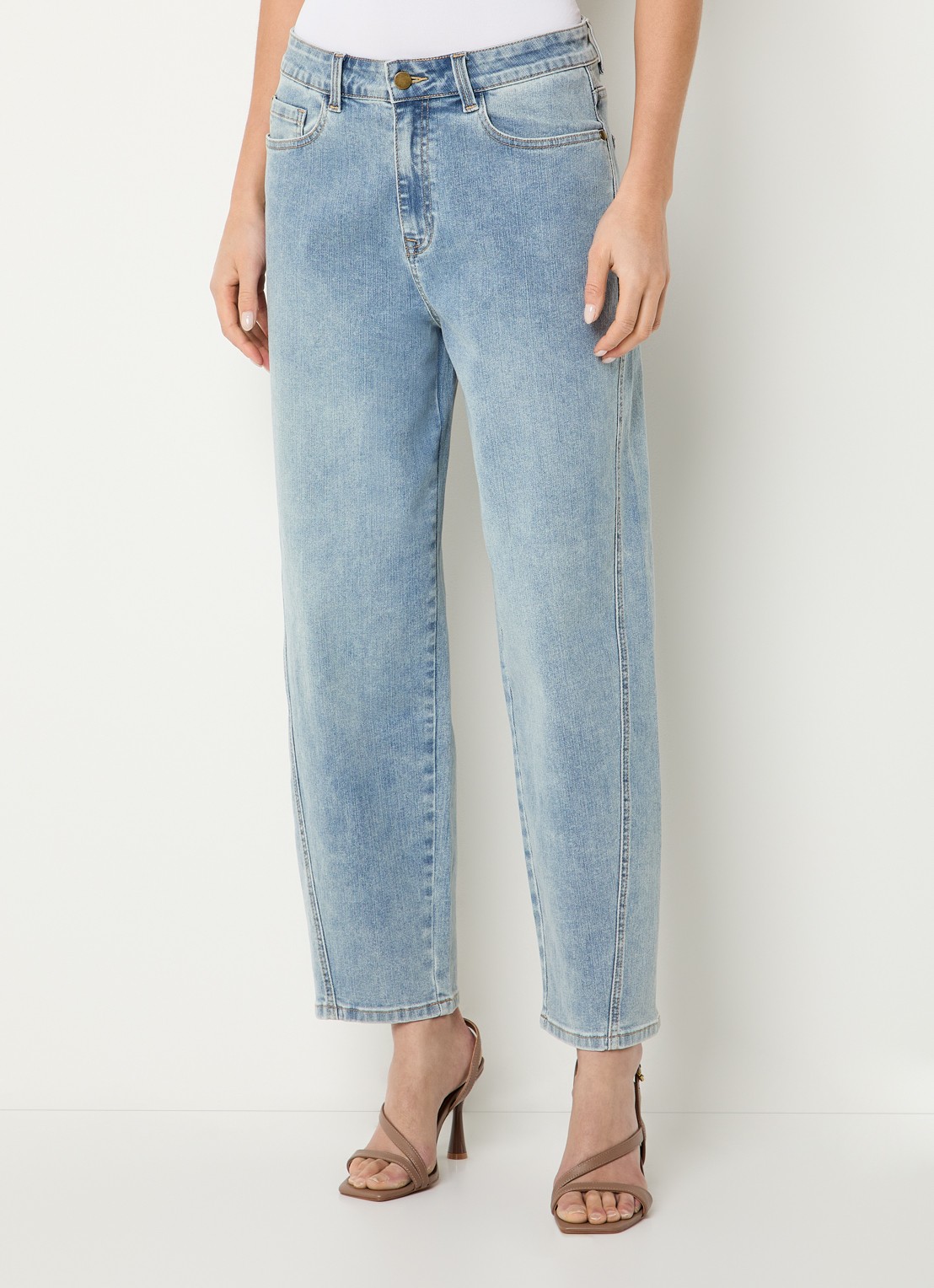 Expresso Mid waist straight leg jeans met lichte wassing - detail 2 indigo