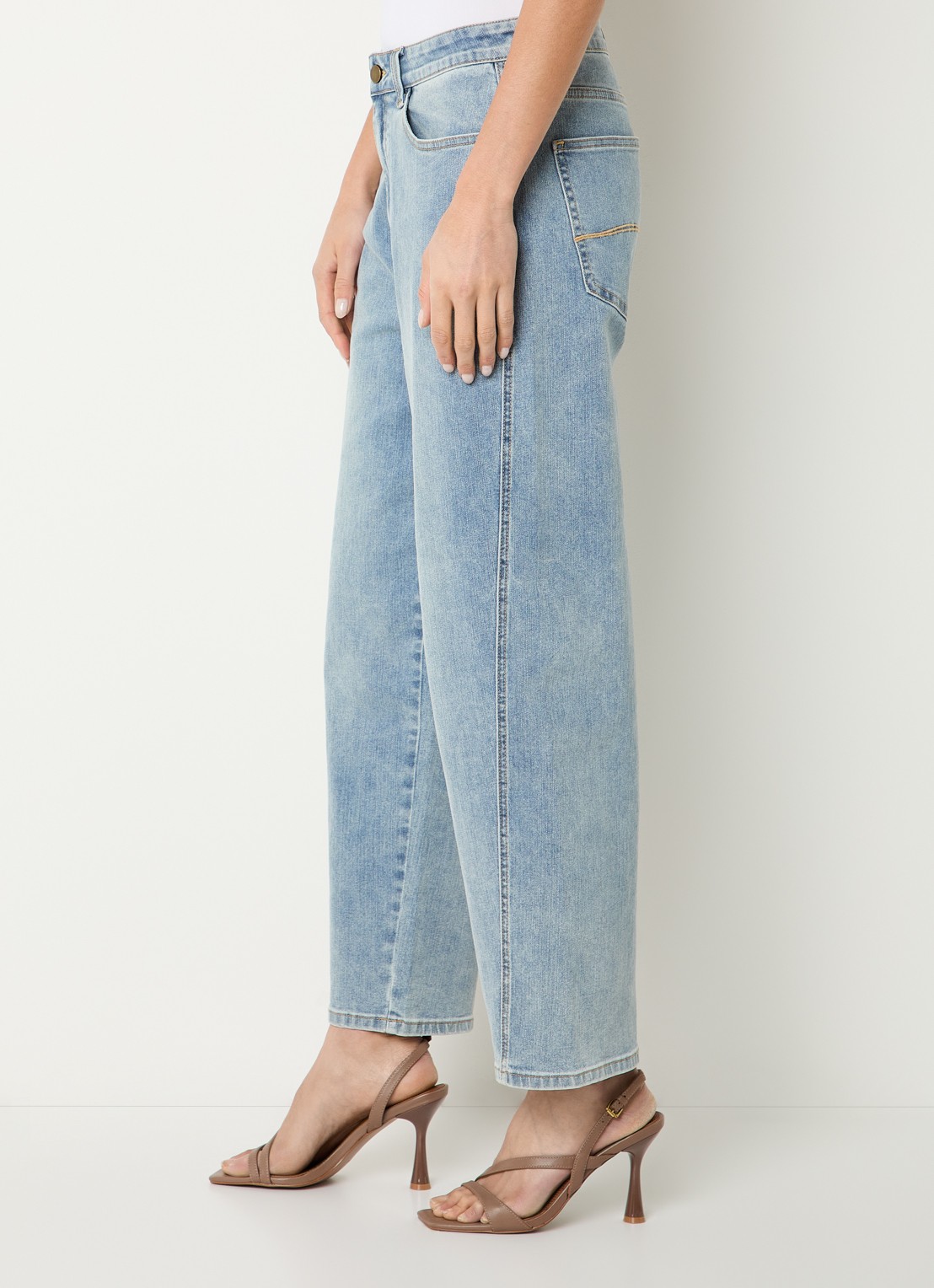 Expresso Mid waist straight leg jeans met lichte wassing - detail 3 indigo