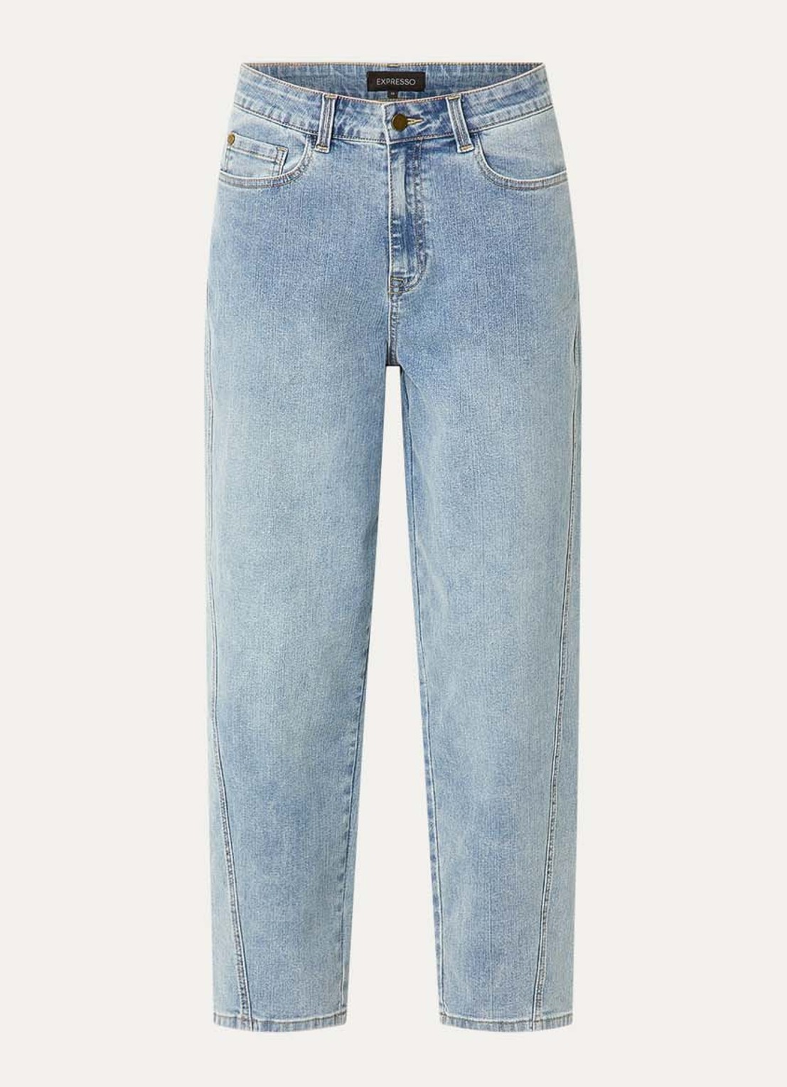 Expresso Mid waist straight leg jeans met lichte wassing - voorkant 4 indigo