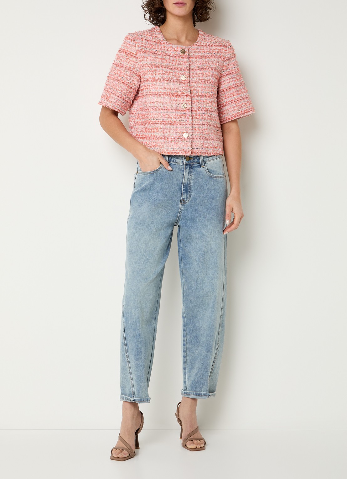 Expresso Mid waist straight leg jeans met lichte wassing - voorkant 5 indigo