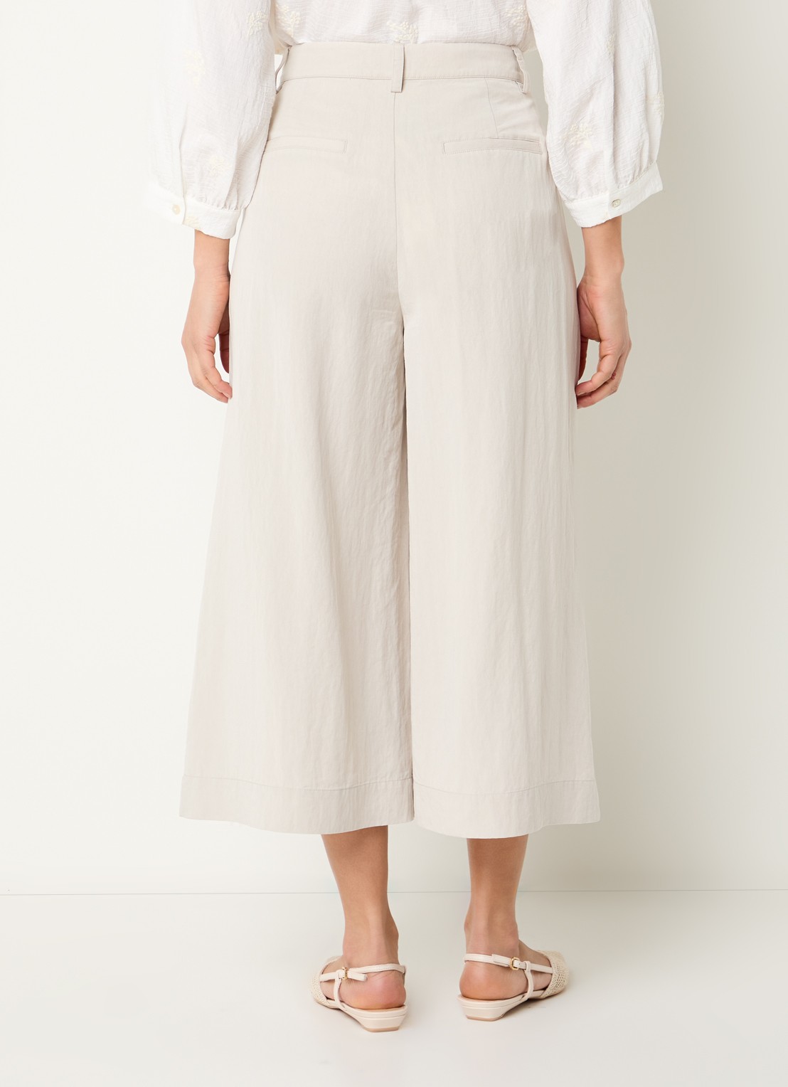 Expresso Mid waist wide fit culotte met steekzakken - achterkant 2 creme