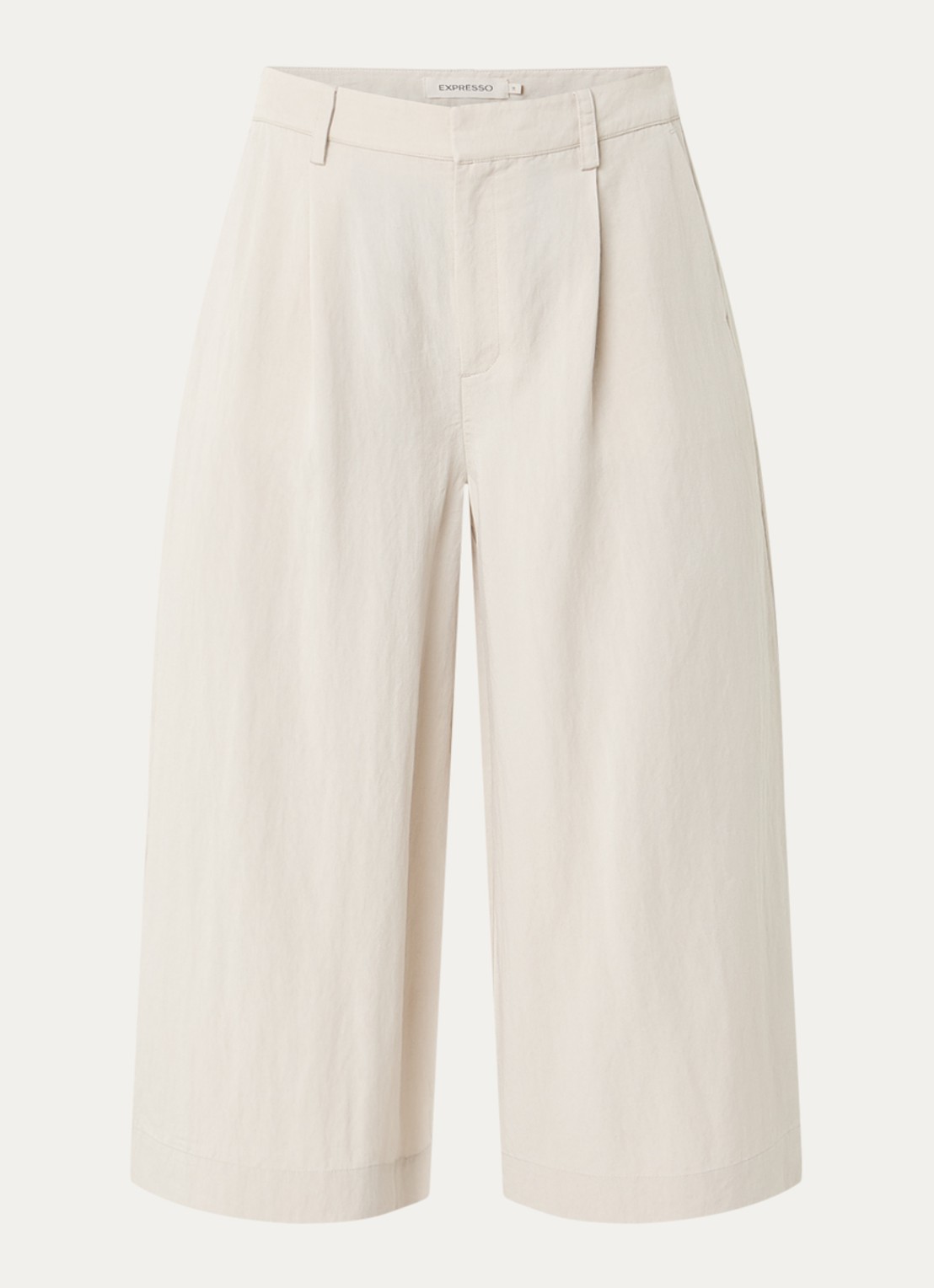 Expresso Mid waist wide fit culotte met steekzakken - voorkant 3 creme