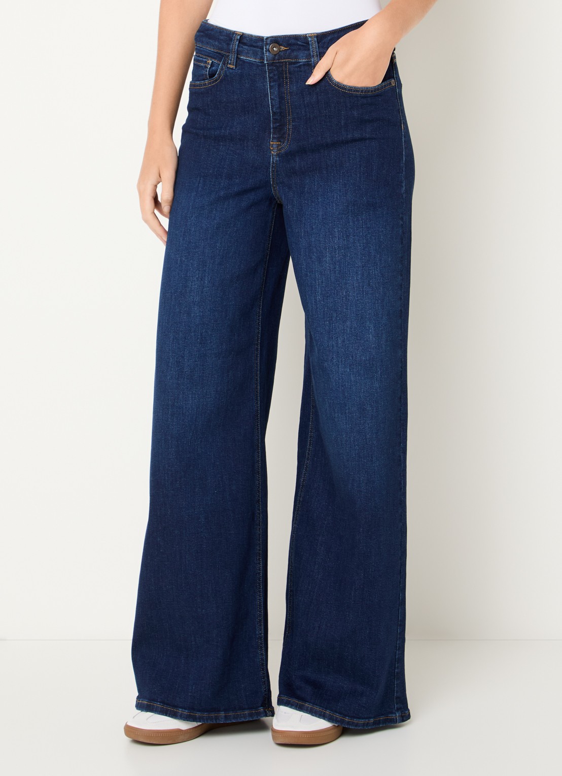 Expresso Mid waist wide fit jeans met donkere wassing - detail 4 donkerblauw