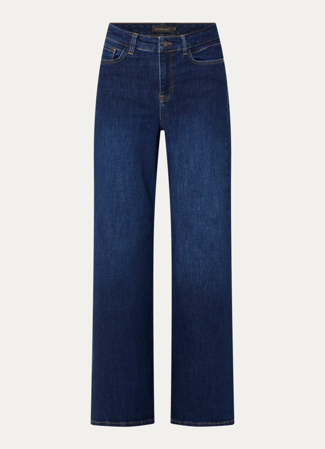 Expresso Mid waist wide fit jeans met donkere wassing - voorkant 2 donkerblauw