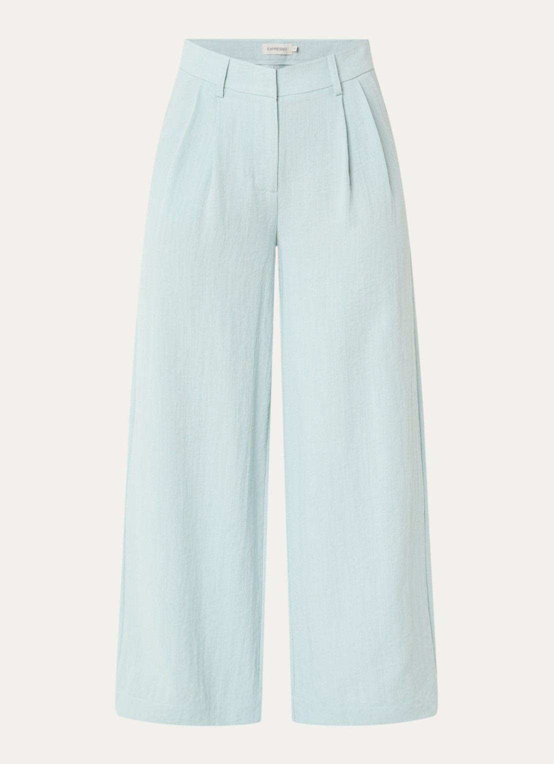 Expresso Mid waist wide fit palazzo broek van linnen - voorkant 3 mint