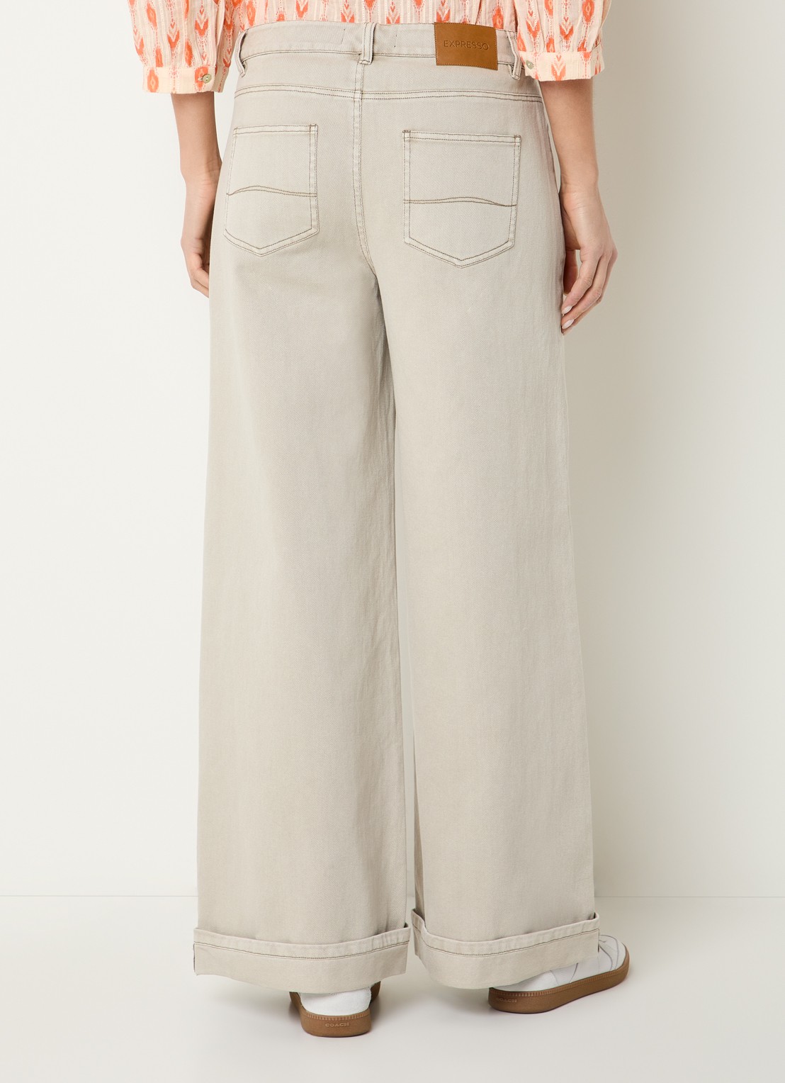 Expresso Mid waist wide leg jeans met gekleurde wassing - achterkant beige