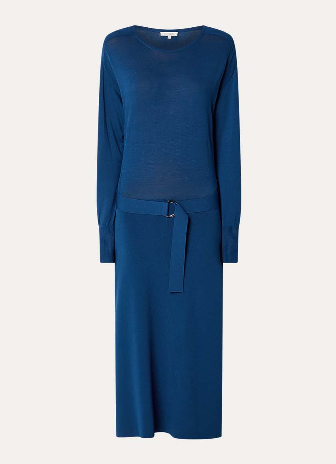Expresso Midi jurk met ceintuur - voorkant 2 kobaltblauw