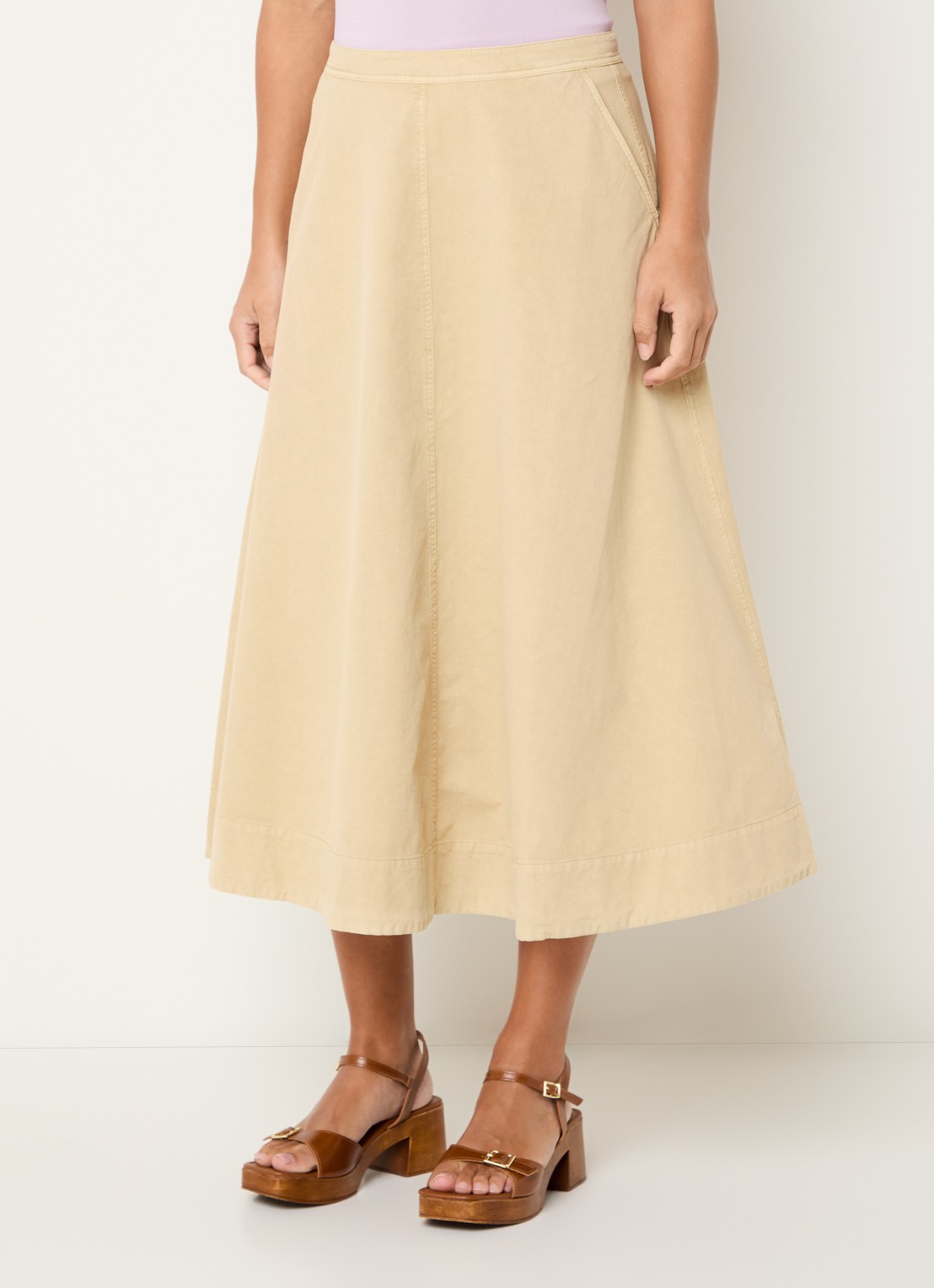 Expresso Midi rok in linnenblend met steekzakken - detail 6 beige