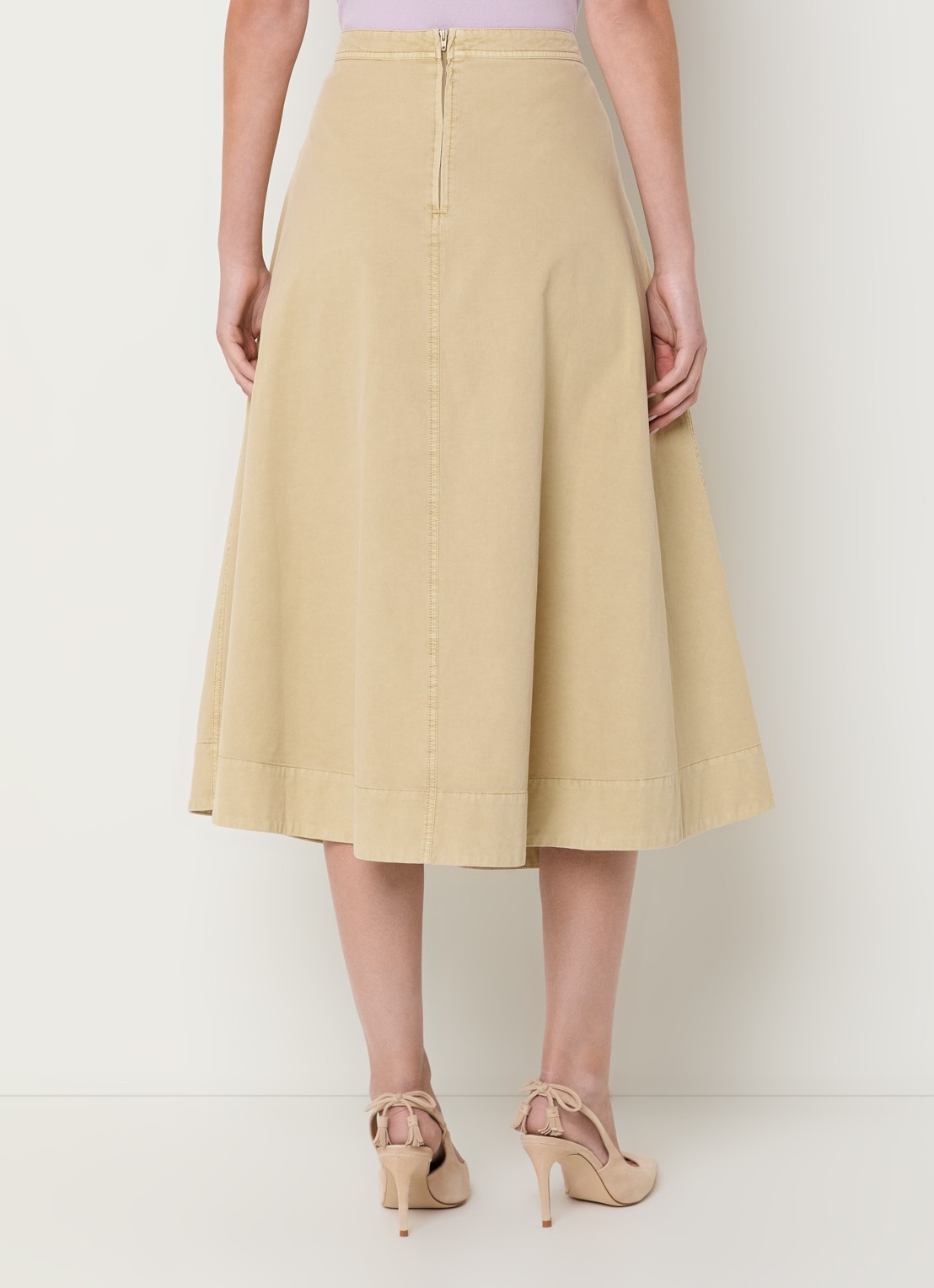 Expresso Midi rok in linnenblend met steekzakken - achterkant 2 beige