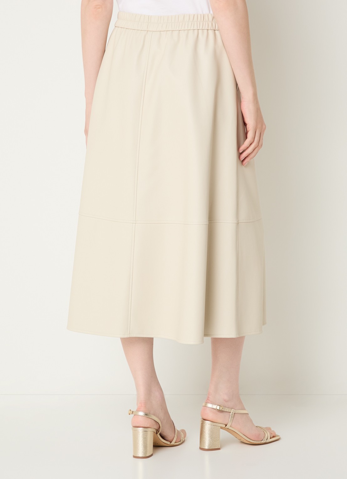 Expresso Midi rok van imitatieleer - achterkant 2 beige