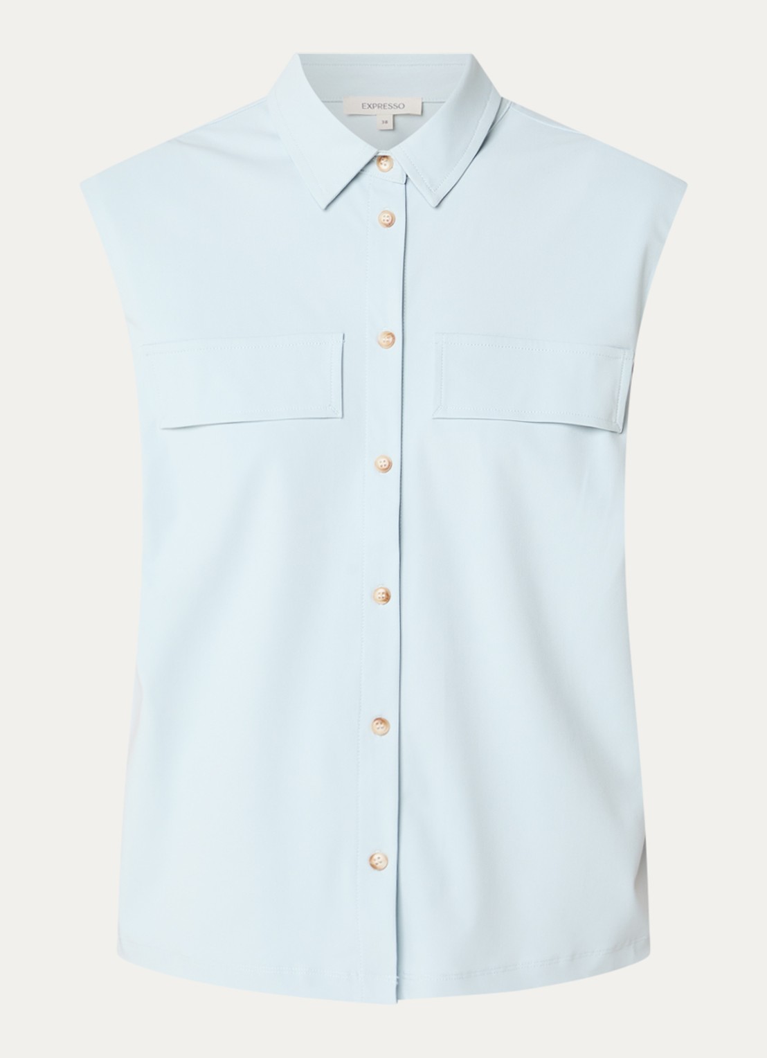 Expresso Mouwloze blouse  - voorkant lichtblauw