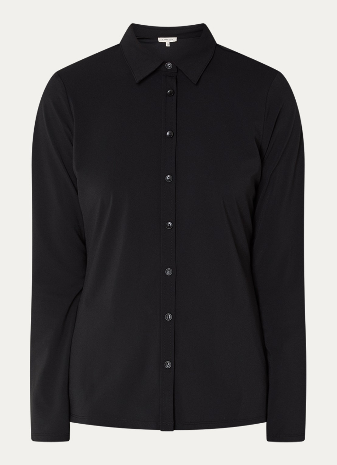 Expresso Noos blouse van travelstof - voorkant 2 zwart