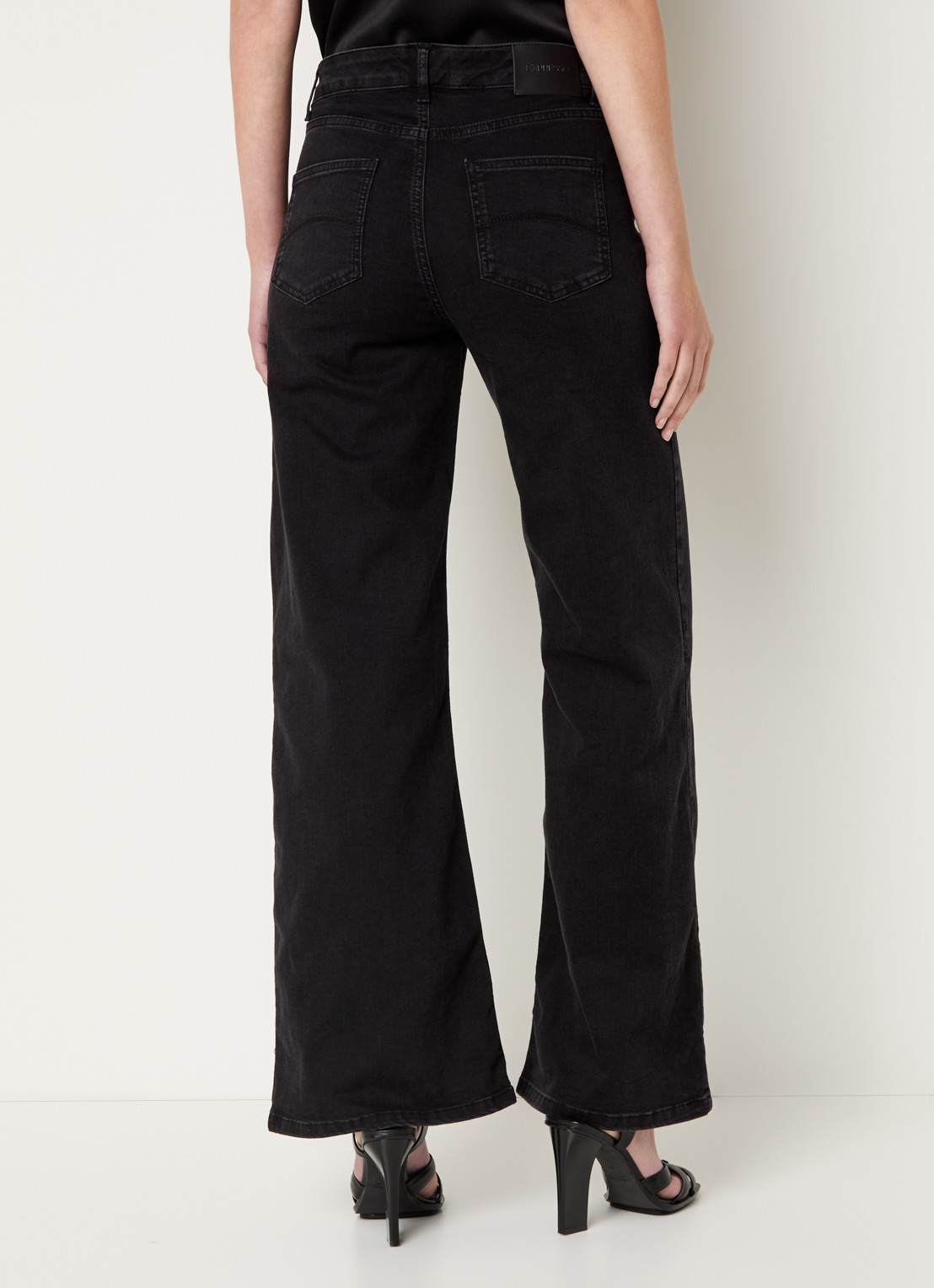 Expresso Noos high waist wide leg jeans met gekleurde wassing - achterkant 5 zwart