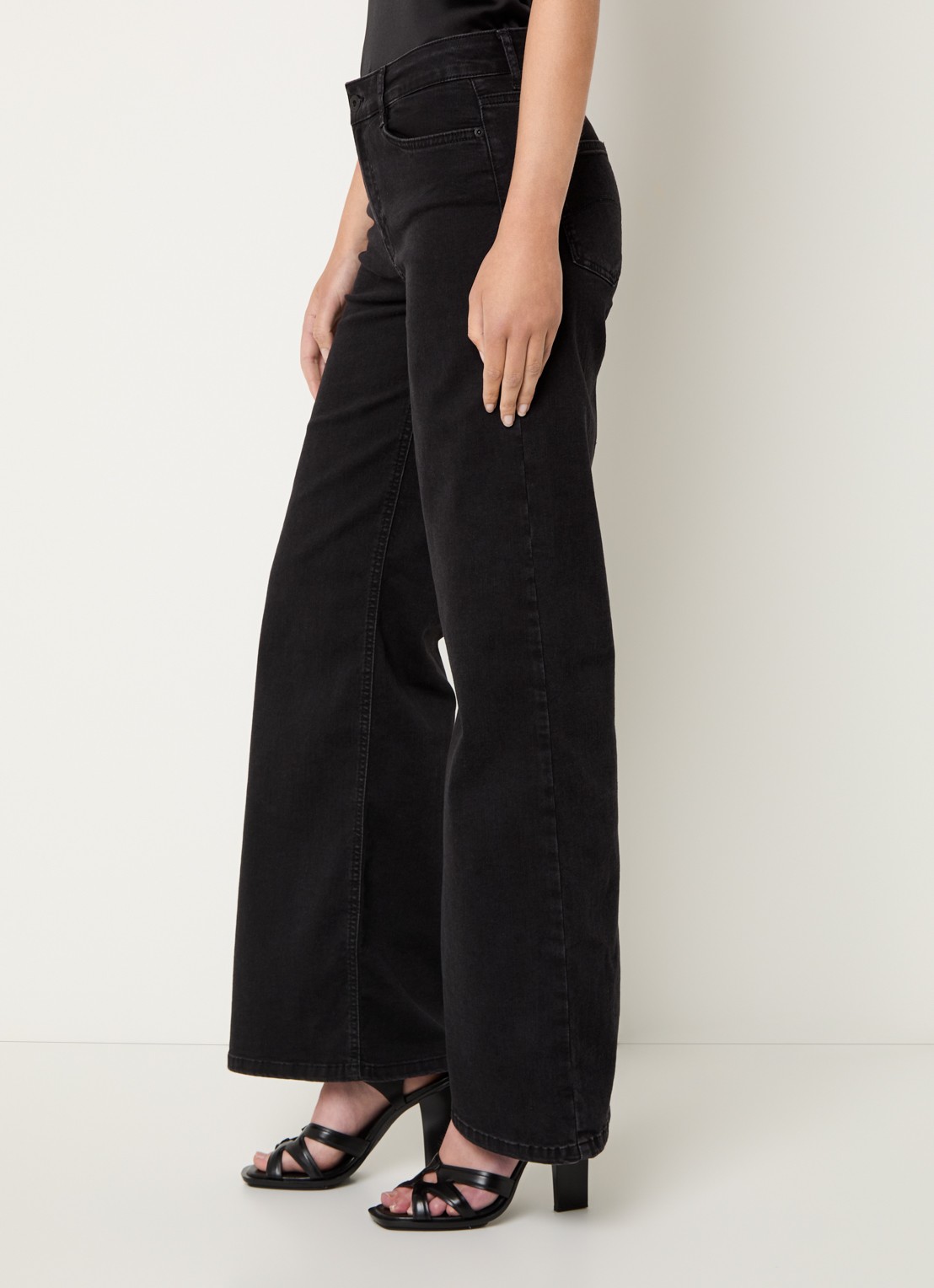 Expresso Noos high waist wide leg jeans met gekleurde wassing - detail 4 zwart