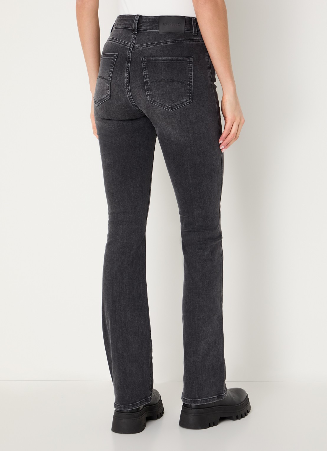 Expresso Noos mid waist flared jeans met gekleurde wassing - achterkant donkergrijs