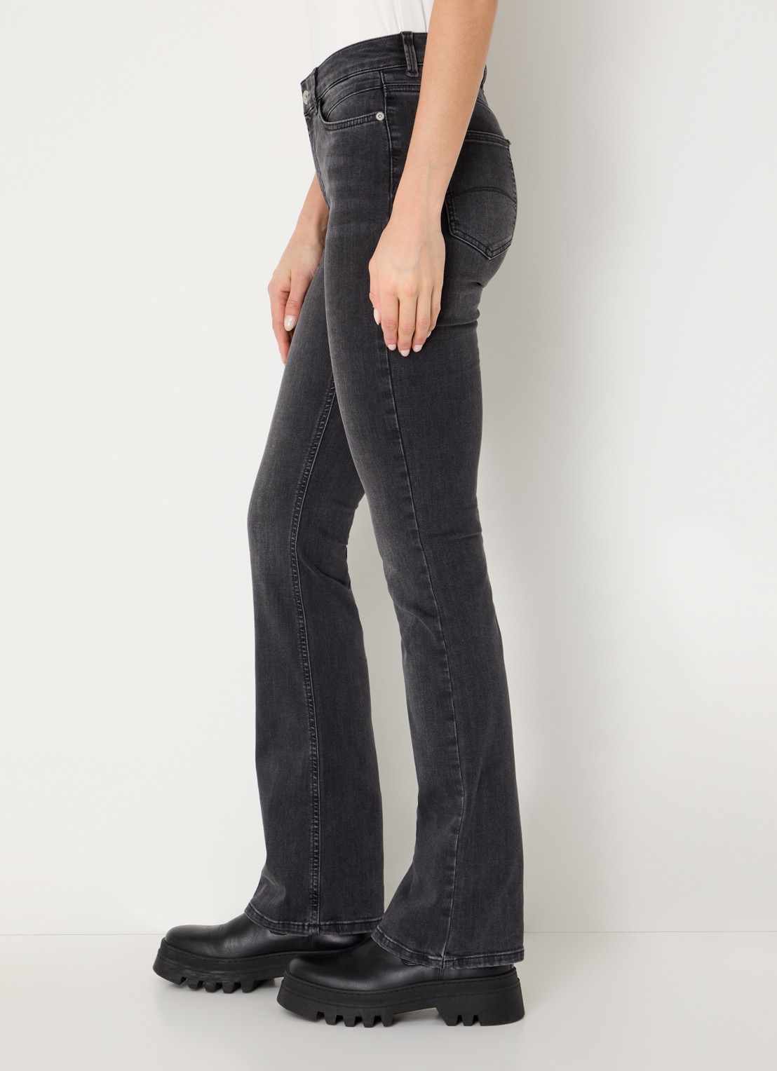 Expresso Noos mid waist flared jeans met gekleurde wassing - detail 3 donkergrijs