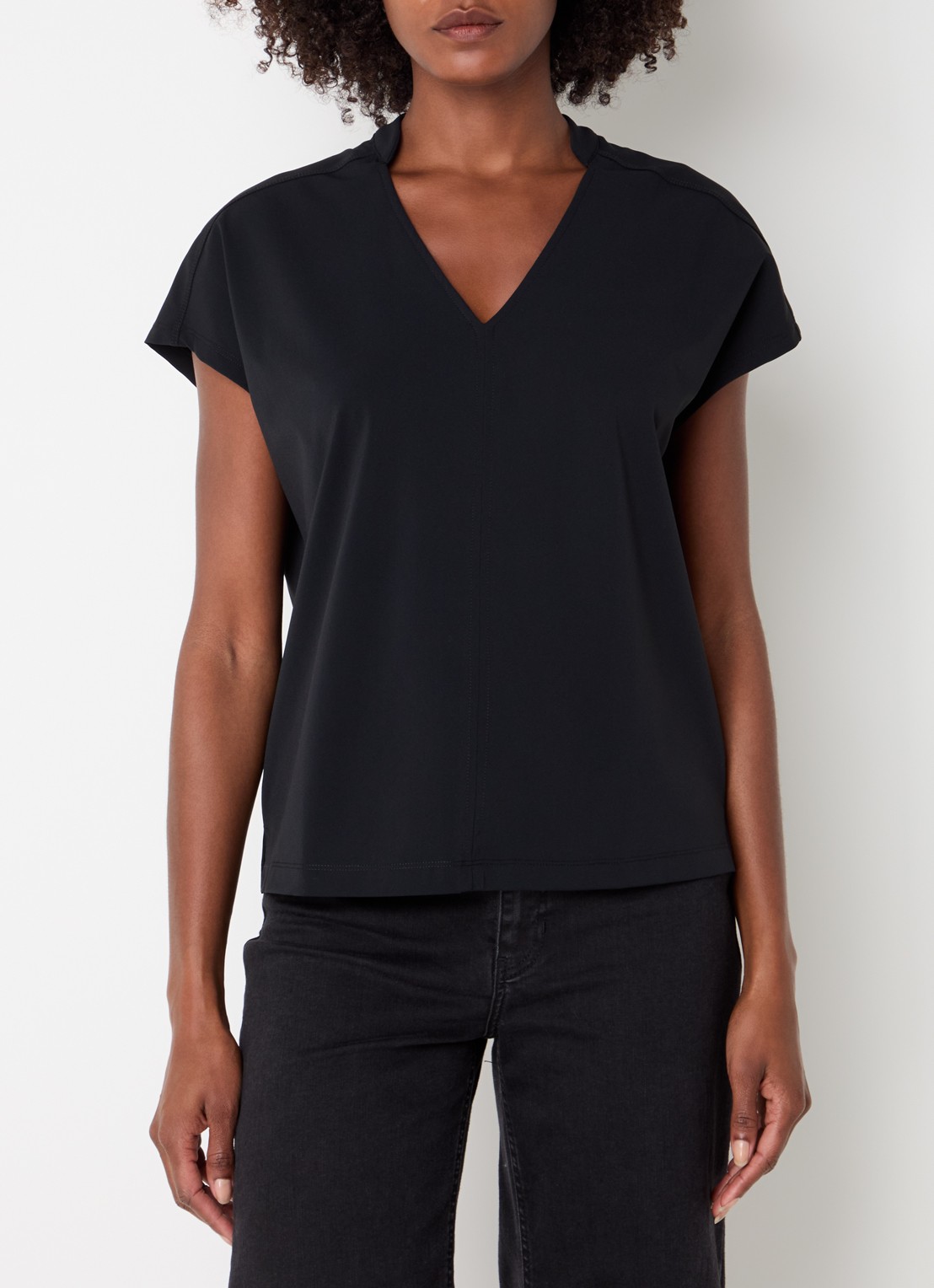 Expresso Noos T-shirt met V-hals - detail 2 zwart