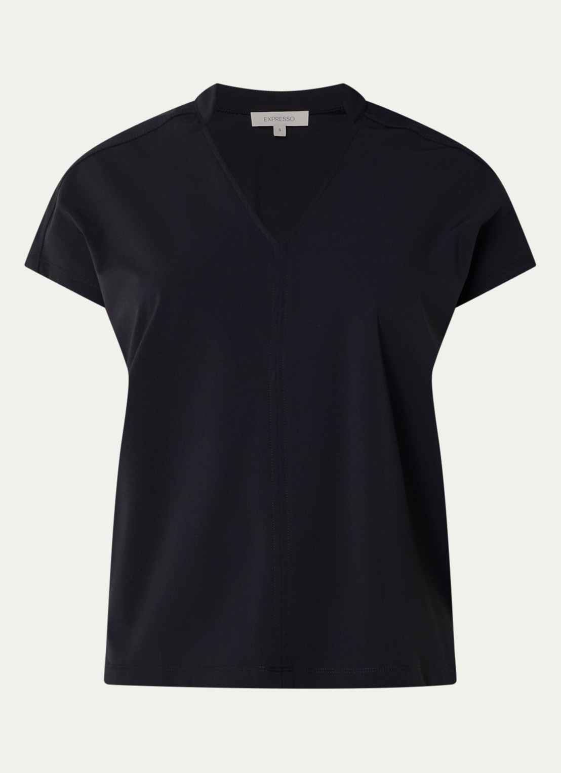 Expresso Noos T-shirt met V-hals - voorkant 3 zwart