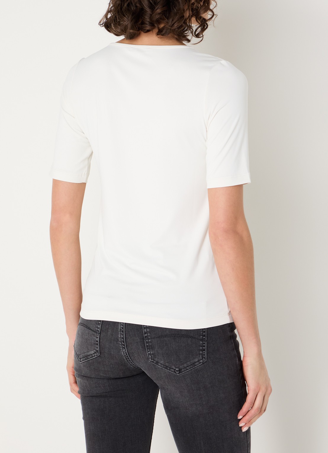 Expresso Noos T-shirt met V-hals - achterkant 4 vanillegeel
