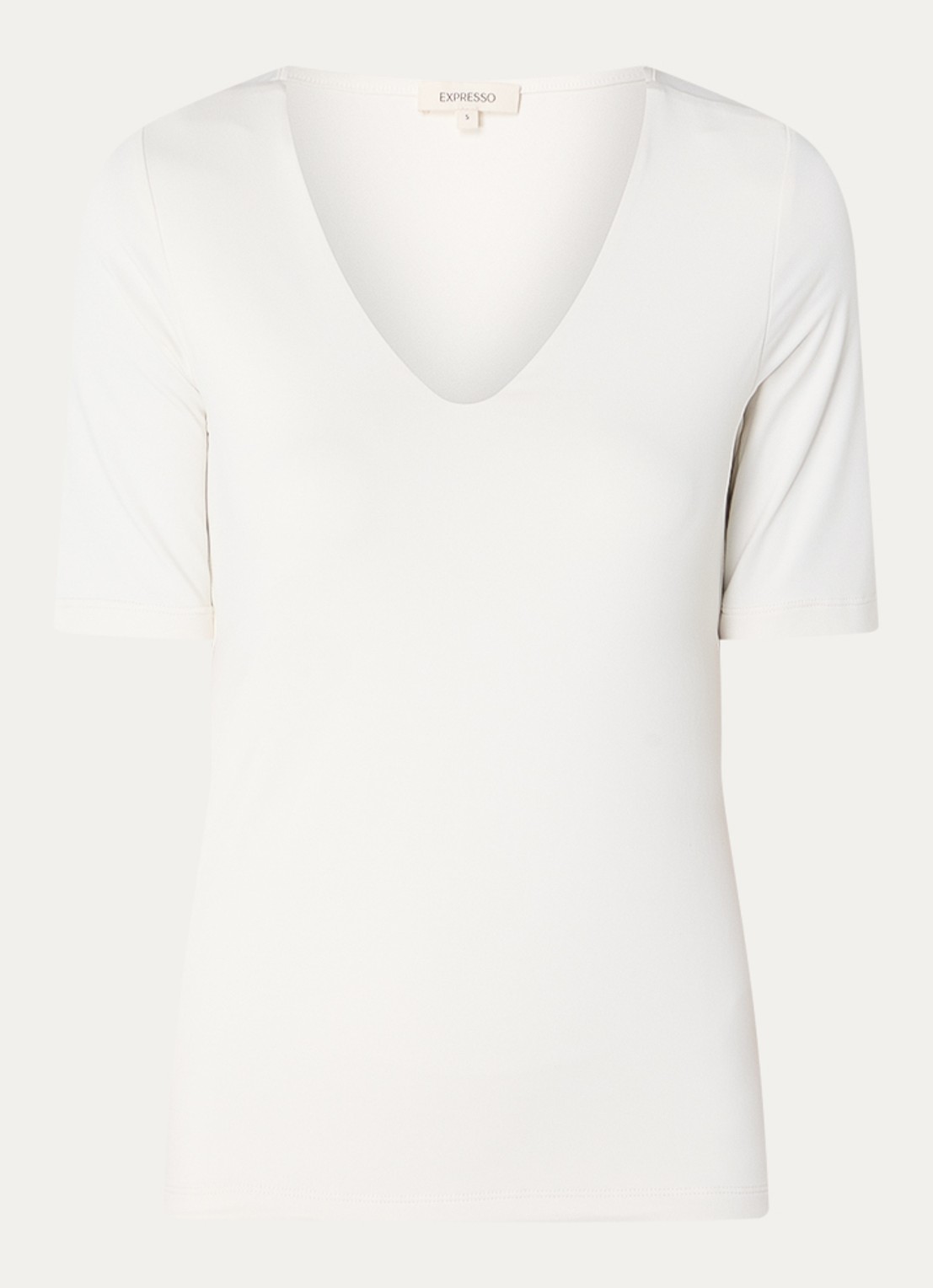 Expresso Noos T-shirt met V-hals - voorkant 2 vanillegeel