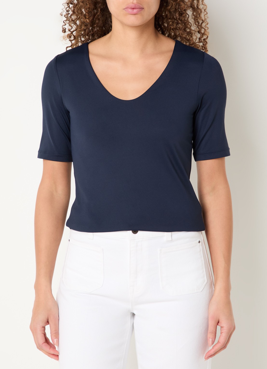 Expresso Noos T-shirt met V-hals - detail 4 donkerblauw