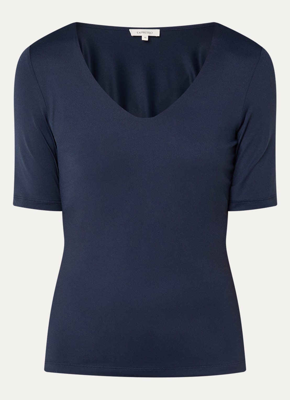 Expresso Noos T-shirt met V-hals - voorkant donkerblauw