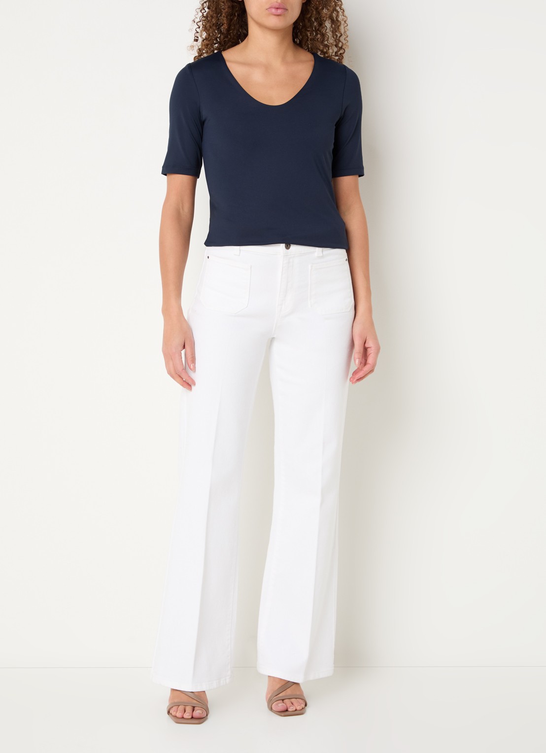 Expresso Noos T-shirt met V-hals - voorkant 2 donkerblauw