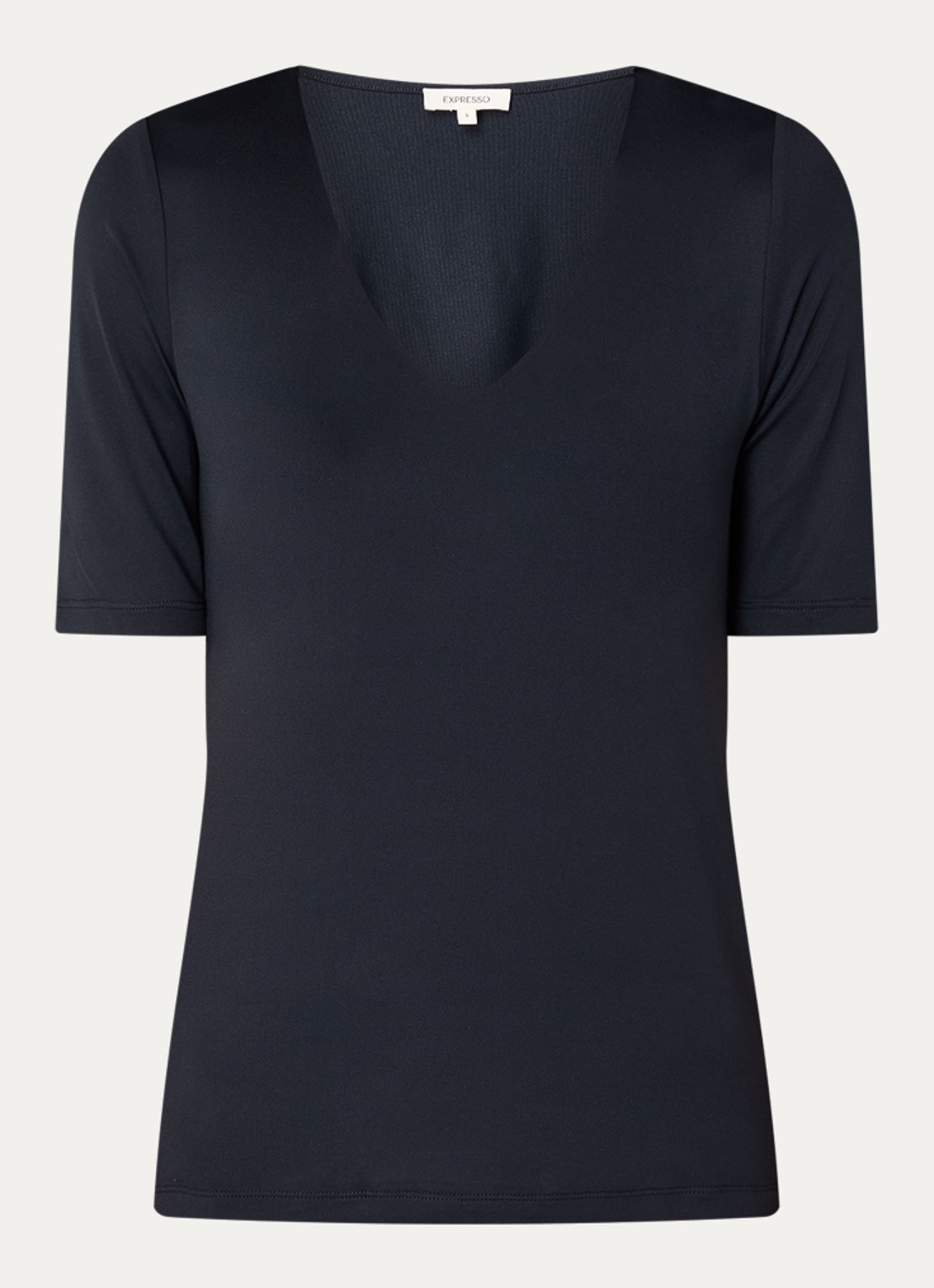 Expresso Noos T-shirt met V-hals - voorkant 3 zwart