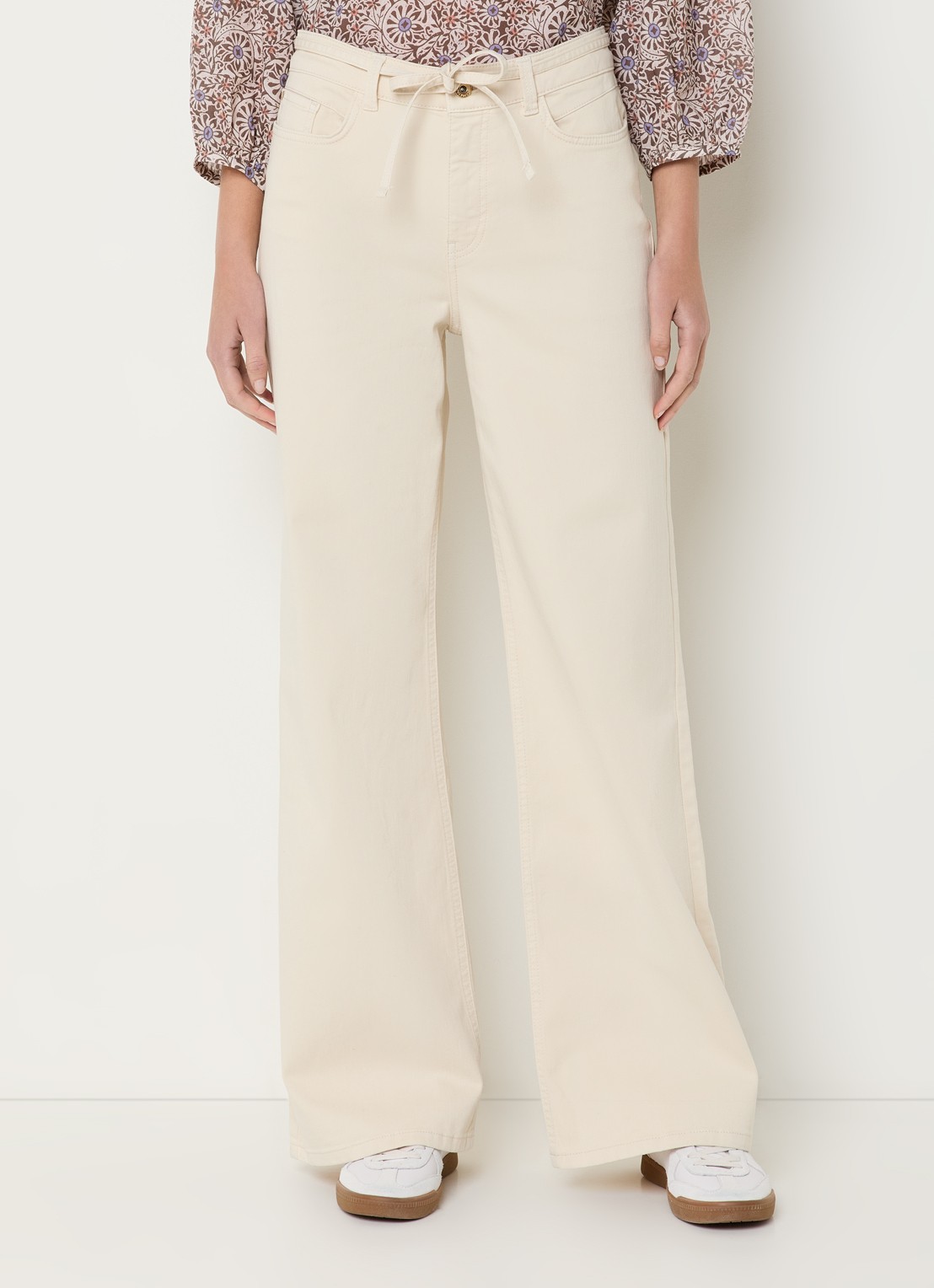 Expresso Paris mid waist wide leg jeans met gekleurde wassing - detail 2 beige