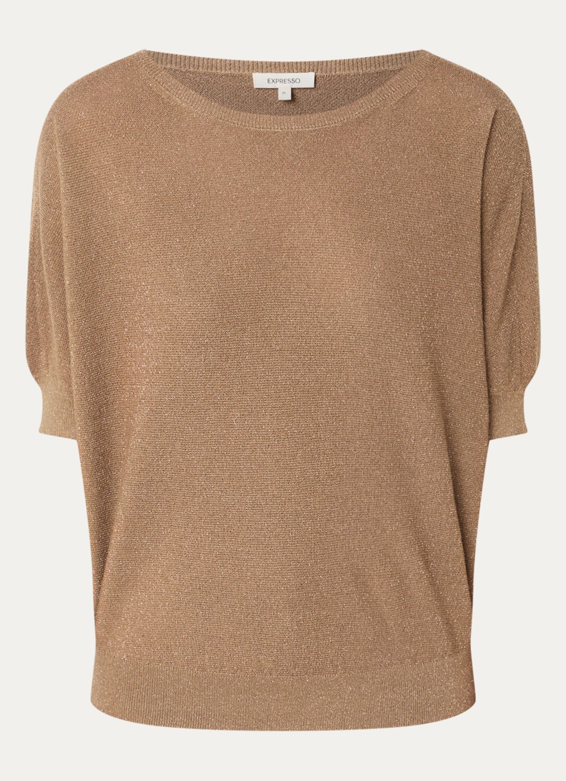 Expresso Pullover met lurex en boothals - voorkant 3 roestbruin