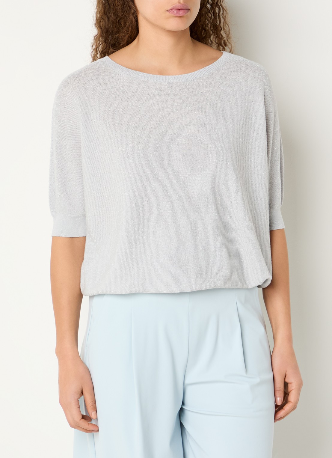 Expresso Pullover met lurex en boothals - detail grijsmele