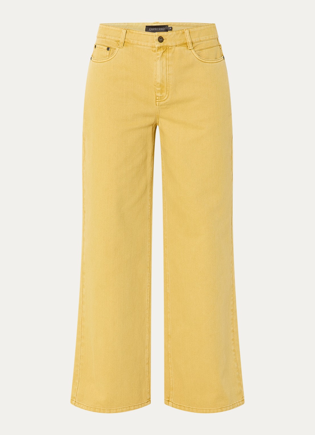 Expresso Rome high waist wide leg jeans met gekleurde wassing - voorkant okergeel