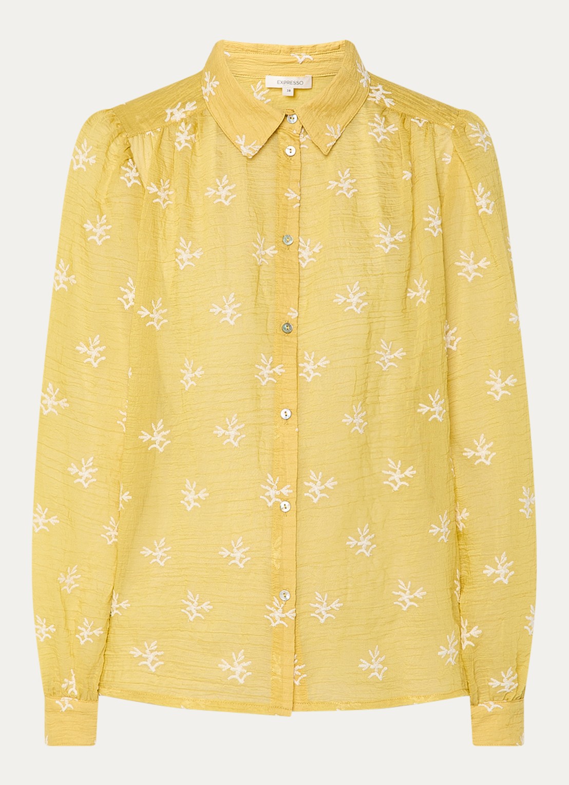 Expresso Semi-transparante blouse met borduring - voorkant geel