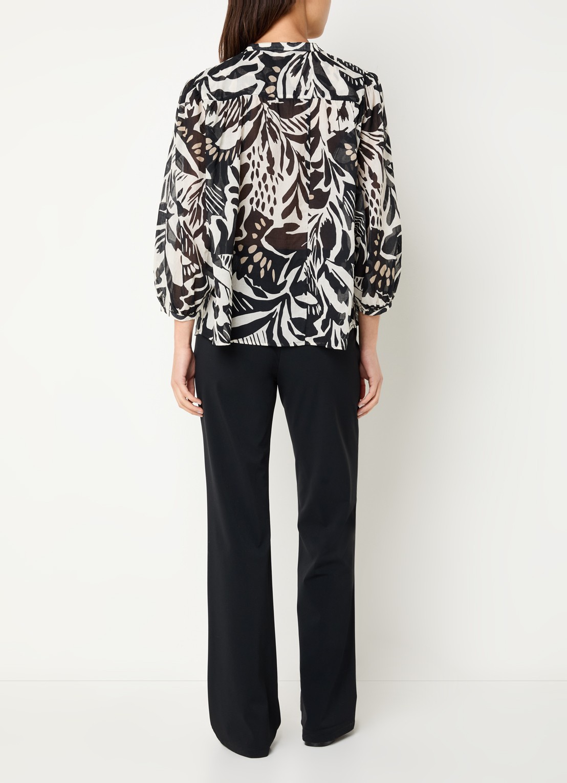Expresso Semi-transparante blouse met print - achterkant 4 zwart