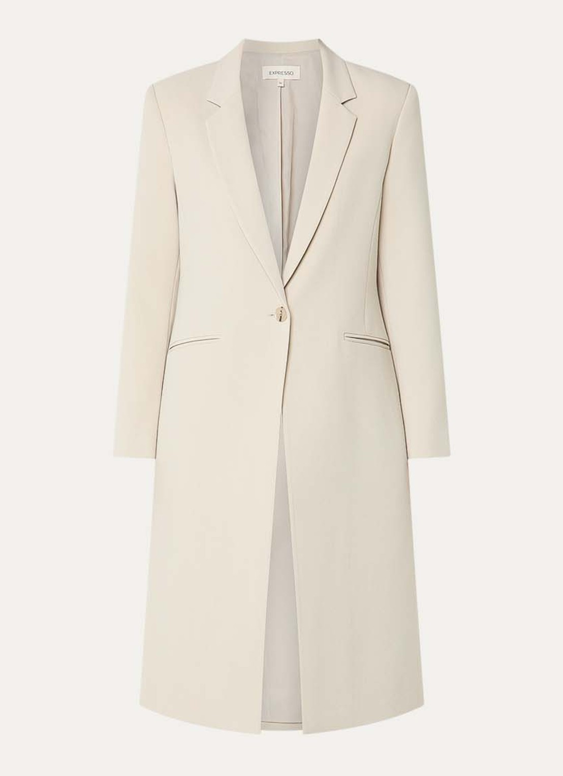 Expresso Single breasted blazer met paspelzakken - voorkant beige